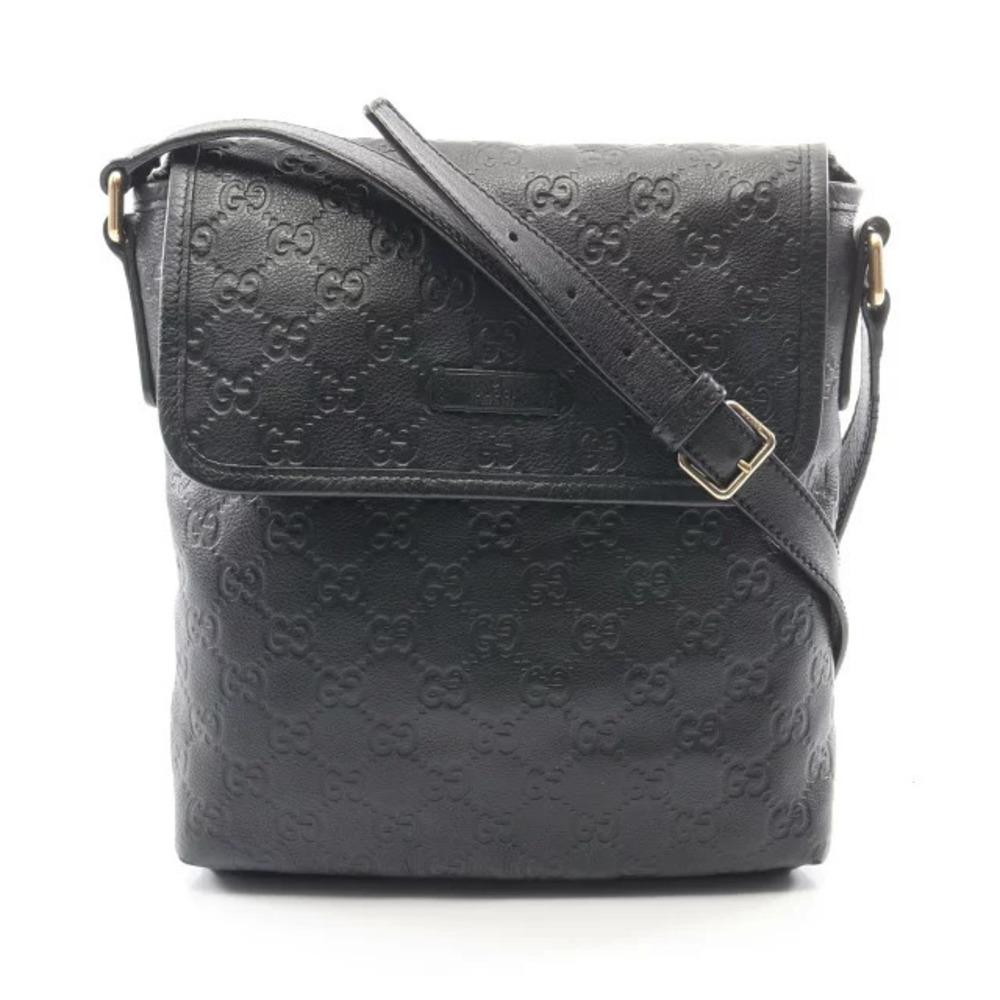 Gucci Guccissima Shoulder Bag Leather Black